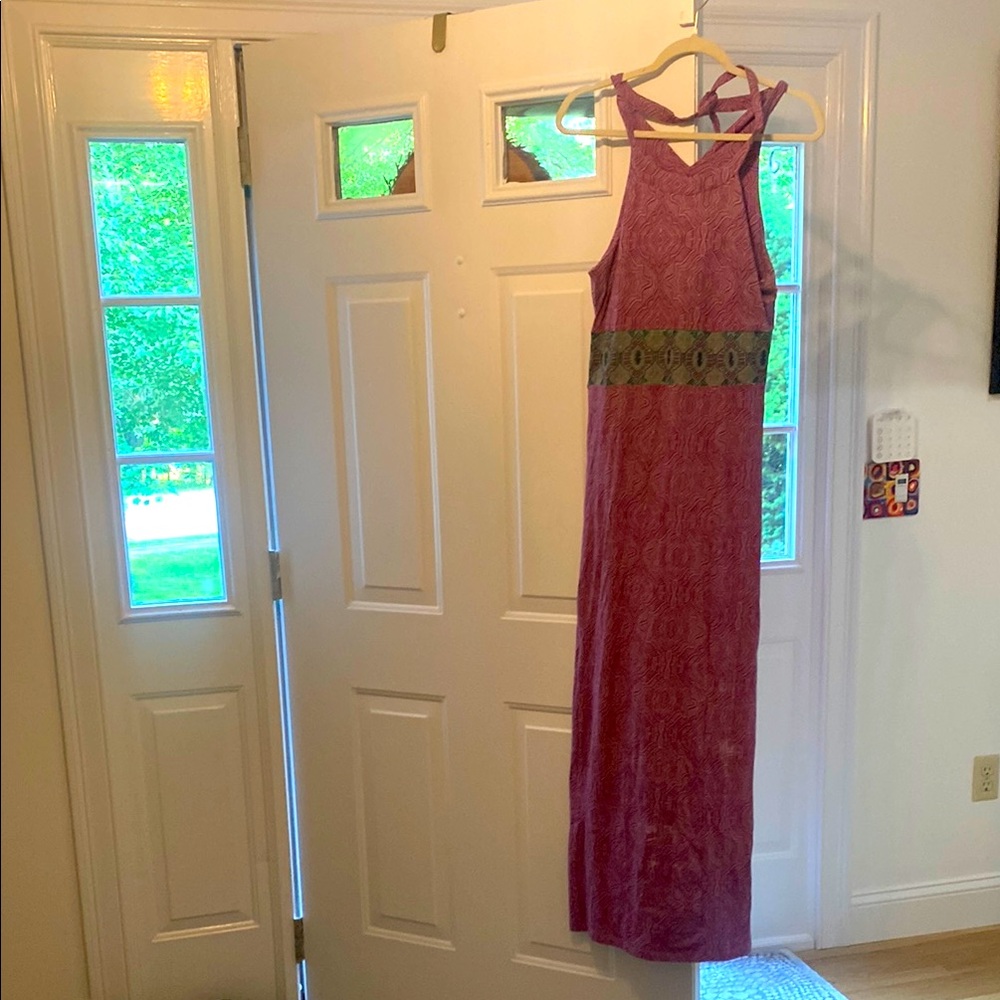 Prana Red Halter Maxi Sundress